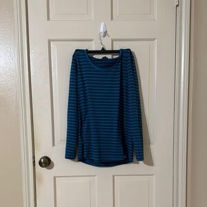 Eddie Bauer Teal and Navy Striped Long Sleeve Shirt